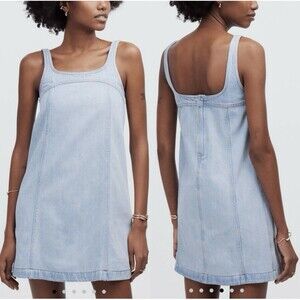 Madewell Denim Mini Dress Sz 00 Babydoll Y2K Preppy 90s Classic Casual NWT